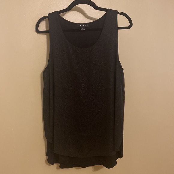 ✨ 🖤 “TRIBAL” Layered Sparkle Black Tank Top - Picture 2 of 7